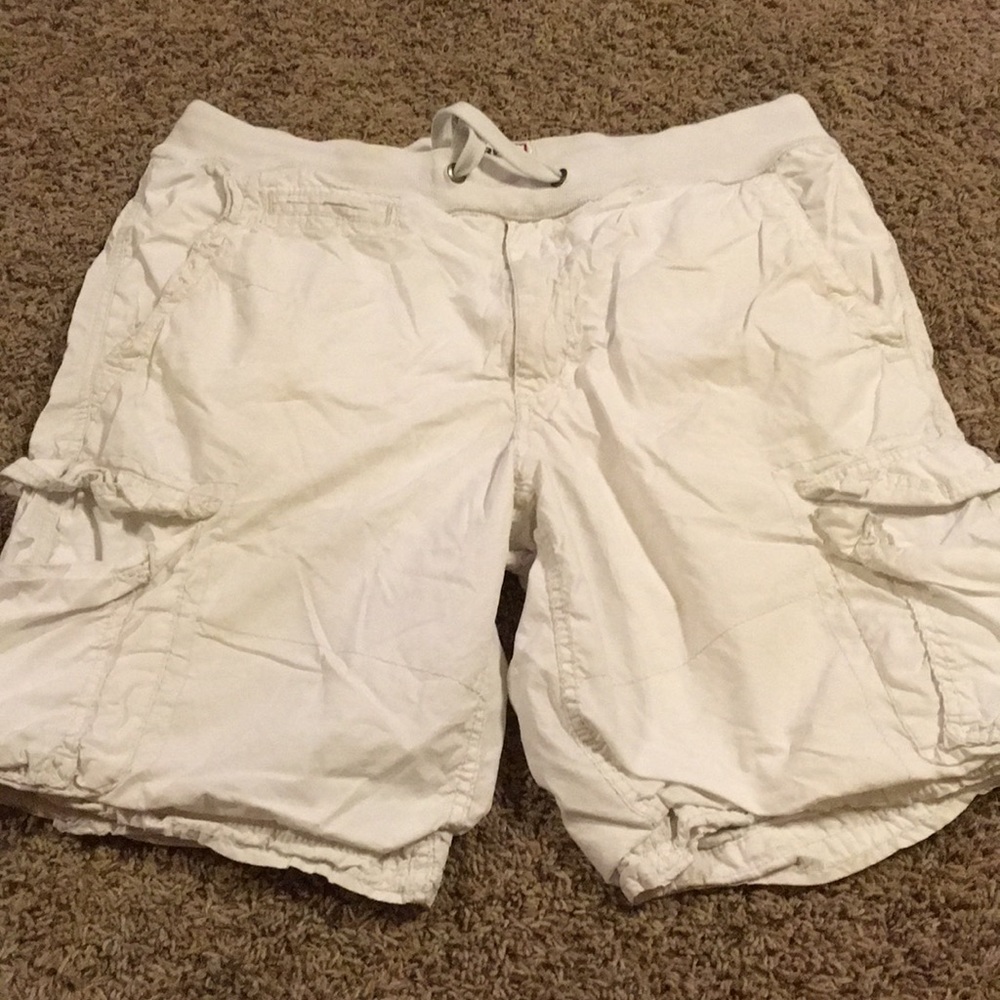 All white really comfy white cargo shorts